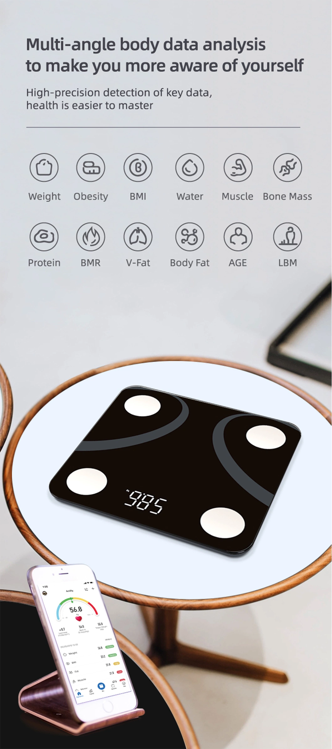 180kg Electronic BMI Scale Bathroom Weighing Digital Body Fat Smart Scales in Stock